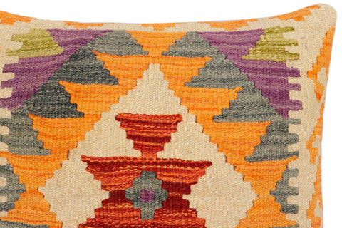 handmade Traditional Pillow Rust Gray Hand-Woven SQUARE 100% WOOL Hand woven turkish pillow2 x 2