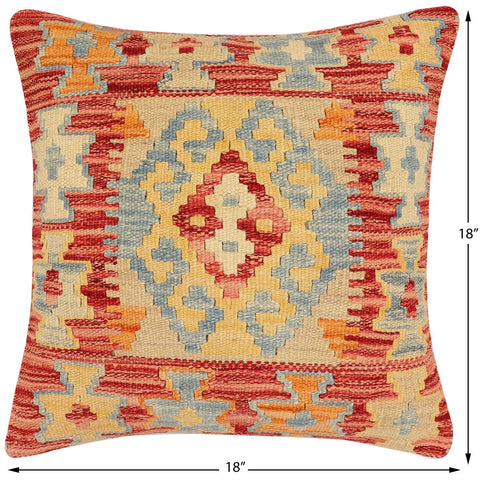 handmade Traditional Pillow Rust Blue Hand-Woven SQUARE 100% WOOL Hand woven turkish pillow2 x 2