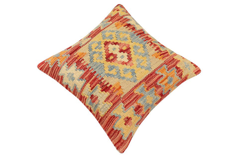 handmade Traditional Pillow Rust Blue Hand-Woven SQUARE 100% WOOL Hand woven turkish pillow2 x 2