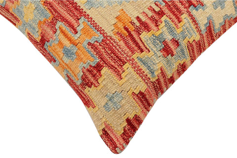 handmade Traditional Pillow Rust Blue Hand-Woven SQUARE 100% WOOL Hand woven turkish pillow2 x 2