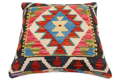 handmade Traditional Pillow Rust Blue Hand-Woven SQUARE 100% WOOL Hand woven turkish pillow2' x 2'