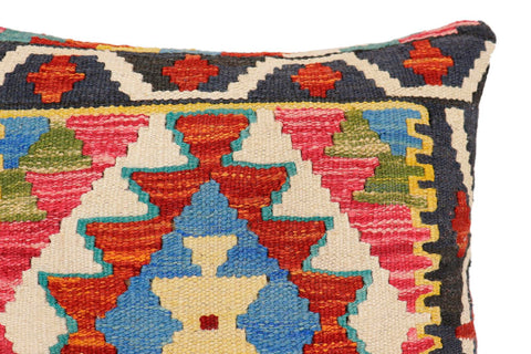 handmade Traditional Pillow Rust Blue Hand-Woven SQUARE 100% WOOL Hand woven turkish pillow2 x 2