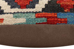 handmade Traditional Pillow Rust Blue Hand-Woven SQUARE 100% WOOL Hand woven turkish pillow2' x 2'