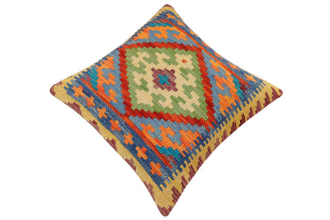 handmade Traditional Pillow Rust Blue Hand-Woven SQUARE 100% WOOL Hand woven turkish pillow2 x 2