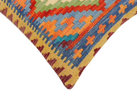 handmade Traditional Pillow Rust Blue Hand-Woven SQUARE 100% WOOL Hand woven turkish pillow2 x 2
