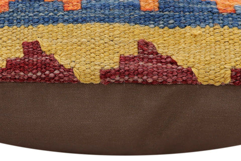 handmade Traditional Pillow Rust Blue Hand-Woven SQUARE 100% WOOL Hand woven turkish pillow2 x 2