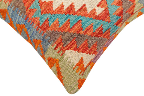 handmade Traditional Pillow Rust Blue Hand-Woven SQUARE 100% WOOL Hand woven turkish pillow2 x 2