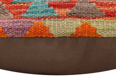 handmade Traditional Pillow Rust Blue Hand-Woven SQUARE 100% WOOL Hand woven turkish pillow2' x 2'