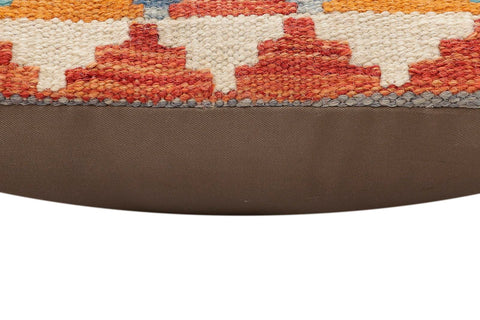 handmade Traditional Pillow Rust Blue Hand-Woven SQUARE 100% WOOL  Hand woven turkish pillow  2 x 2