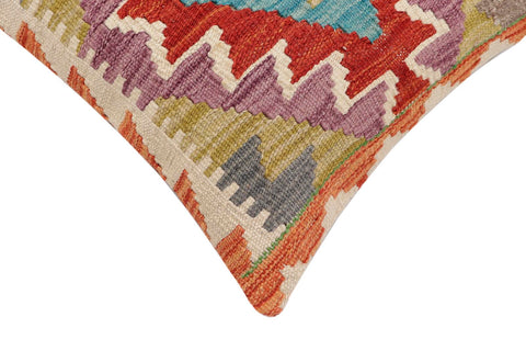 handmade Traditional Pillow Rust Blue Hand-Woven SQUARE 100% WOOL  Hand woven turkish pillow  2 x 2