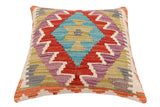 handmade Traditional Pillow Rust Blue Hand-Woven SQUARE 100% WOOL  Hand woven turkish pillow  2 x 2