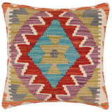 handmade Traditional Pillow Rust Blue Hand-Woven SQUARE 100% WOOL  Hand woven turkish pillow  2 x 2