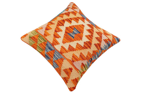 handmade Traditional Pillow Rust Blue Hand-Woven SQUARE 100% WOOL Hand woven turkish pillow2 x 2