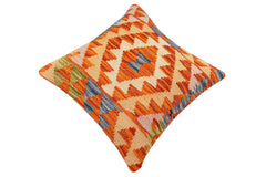 handmade Traditional Pillow Rust Blue Hand-Woven SQUARE 100% WOOL Hand woven turkish pillow2' x 2'
