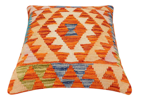handmade Traditional Pillow Rust Blue Hand-Woven SQUARE 100% WOOL Hand woven turkish pillow2 x 2