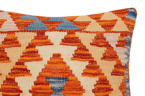 handmade Traditional Pillow Rust Blue Hand-Woven SQUARE 100% WOOL Hand woven turkish pillow2 x 2