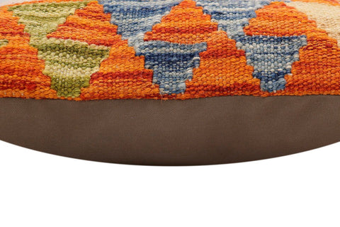 handmade Traditional Pillow Rust Blue Hand-Woven SQUARE 100% WOOL Hand woven turkish pillow2 x 2