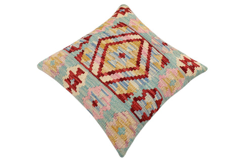 handmade Traditional Pillow Red Blue Hand-Woven SQUARE 100% WOOL Hand woven turkish pillow2 x 2