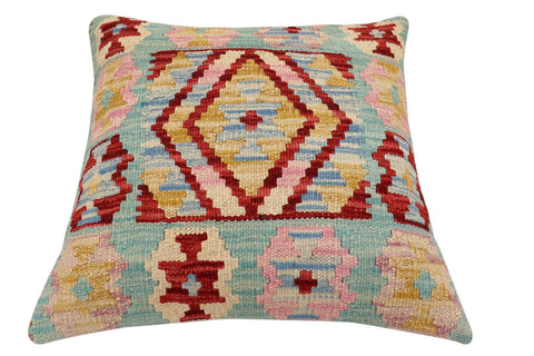 handmade Traditional Pillow Red Blue Hand-Woven SQUARE 100% WOOL Hand woven turkish pillow2 x 2