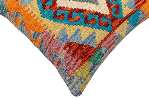 handmade Traditional Pillow Rust Blue Hand-Woven SQUARE 100% WOOL Hand woven turkish pillow2 x 2