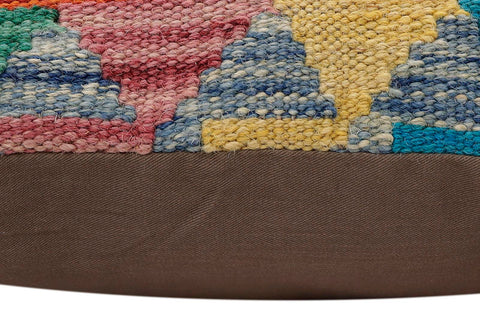 handmade Traditional Pillow Rust Blue Hand-Woven SQUARE 100% WOOL Hand woven turkish pillow2 x 2