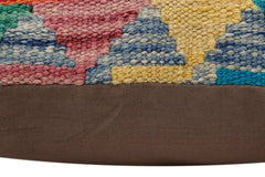 handmade Traditional Pillow Rust Blue Hand-Woven SQUARE 100% WOOL Hand woven turkish pillow2' x 2'