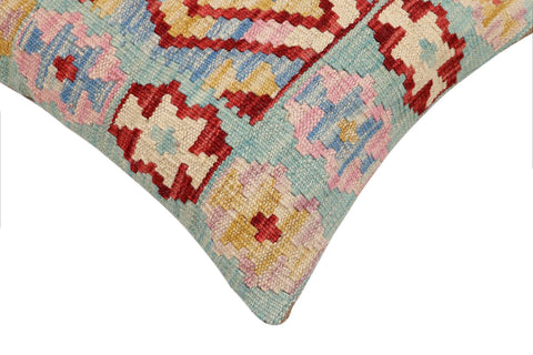 handmade Traditional Pillow Blue Red Hand-Woven SQUARE 100% WOOL Hand woven turkish pillow2 x 2