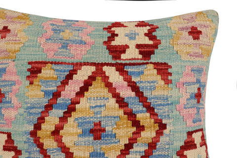 handmade Traditional Pillow Blue Red Hand-Woven SQUARE 100% WOOL Hand woven turkish pillow2 x 2