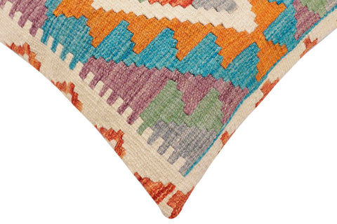 handmade Traditional Pillow Rust Blue Hand-Woven SQUARE 100% WOOL  Hand woven turkish pillow  2 x 2