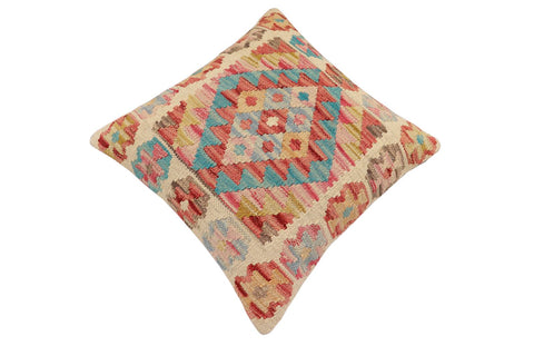 handmade Traditional Pillow Red Blue Hand-Woven SQUARE 100% WOOL  Hand woven turkish pillow  2 x 2