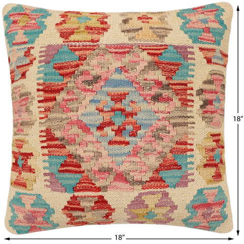 handmade Traditional Pillow Red Blue Hand-Woven SQUARE 100% WOOL Hand woven turkish pillow2 x 2