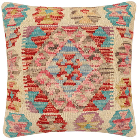 handmade Traditional Pillow Red Blue Hand-Woven SQUARE 100% WOOL Hand woven turkish pillow2 x 2