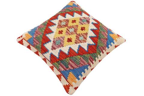 handmade Traditional Pillow Rust Blue Hand-Woven SQUARE 100% WOOL Hand woven turkish pillow2 x 2