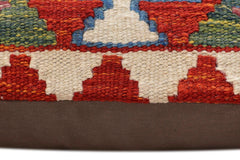 handmade Traditional Pillow Rust Blue Hand-Woven SQUARE 100% WOOL Hand woven turkish pillow2' x 2'