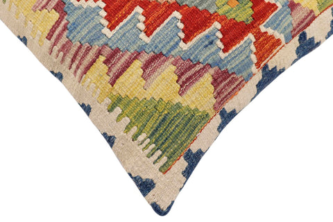 handmade Traditional Pillow Rust Blue Hand-Woven SQUARE 100% WOOL  Hand woven turkish pillow  2 x 2