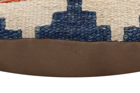 handmade Traditional Pillow Rust Blue Hand-Woven SQUARE 100% WOOL  Hand woven turkish pillow  2 x 2