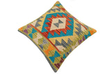 handmade Traditional Pillow Rust Blue Hand-Woven SQUARE 100% WOOL Hand woven turkish pillow2' x 2'