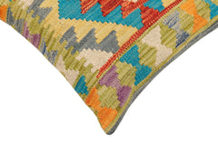 handmade Traditional Pillow Rust Blue Hand-Woven SQUARE 100% WOOL Hand woven turkish pillow2' x 2'