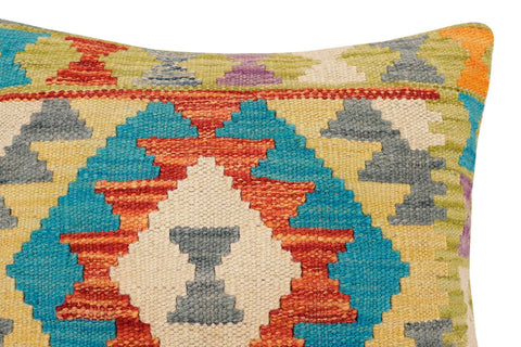 handmade Traditional Pillow Rust Blue Hand-Woven SQUARE 100% WOOL Hand woven turkish pillow2 x 2