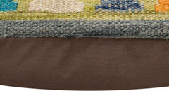 handmade Traditional Pillow Rust Blue Hand-Woven SQUARE 100% WOOL Hand woven turkish pillow2' x 2'