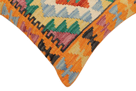 handmade Traditional Pillow Rust Blue Hand-Woven SQUARE 100% WOOL Hand woven turkish pillow2 x 2
