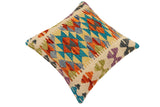 handmade Traditional Pillow Rust Blue Hand-Woven SQUARE 100% WOOL Hand woven turkish pillow2' x 2'