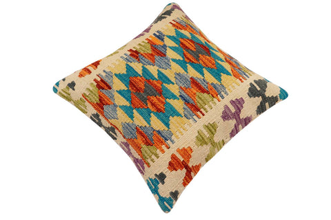handmade Traditional Pillow Rust Blue Hand-Woven SQUARE 100% WOOL Hand woven turkish pillow2 x 2