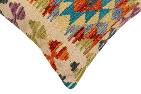 handmade Traditional Pillow Rust Blue Hand-Woven SQUARE 100% WOOL Hand woven turkish pillow2 x 2