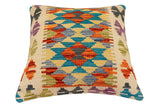 handmade Traditional Pillow Rust Blue Hand-Woven SQUARE 100% WOOL Hand woven turkish pillow2' x 2'