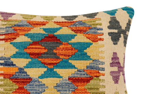 handmade Traditional Pillow Rust Blue Hand-Woven SQUARE 100% WOOL Hand woven turkish pillow2 x 2