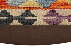 handmade Traditional Pillow Rust Blue Hand-Woven SQUARE 100% WOOL Hand woven turkish pillow2' x 2'
