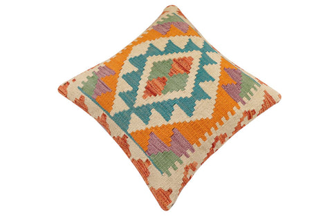 handmade Traditional Pillow Rust Blue Hand-Woven SQUARE 100% WOOL Hand woven turkish pillow2 x 2
