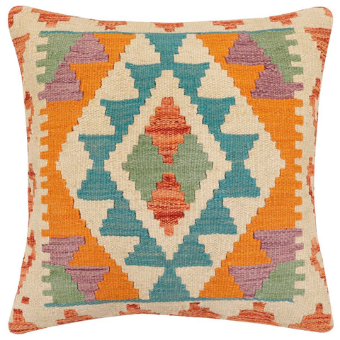 handmade Traditional Pillow Rust Blue Hand-Woven SQUARE 100% WOOL Hand woven turkish pillow2 x 2