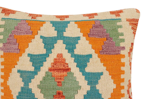 handmade Traditional Pillow Rust Blue Hand-Woven SQUARE 100% WOOL Hand woven turkish pillow2 x 2